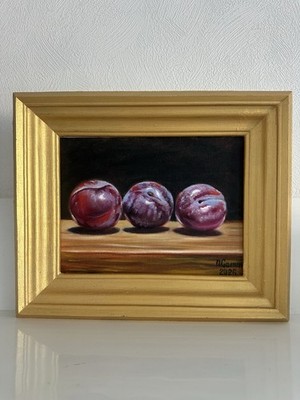 original oil painting Plums 18х24см Still Life Wall Art Art For Kitchen Gift
