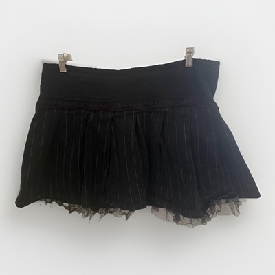 Tripp NYC Black Pinstripe Goth Punk Mini Mesh Skirt 2XL Y2k Vtg Daang Goodman