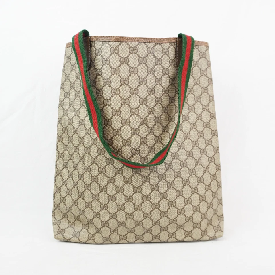Gucci GG Supreme Coated Canvas Sherry Line Tote Bag In Beige With Web Strap - Image 3 of 4