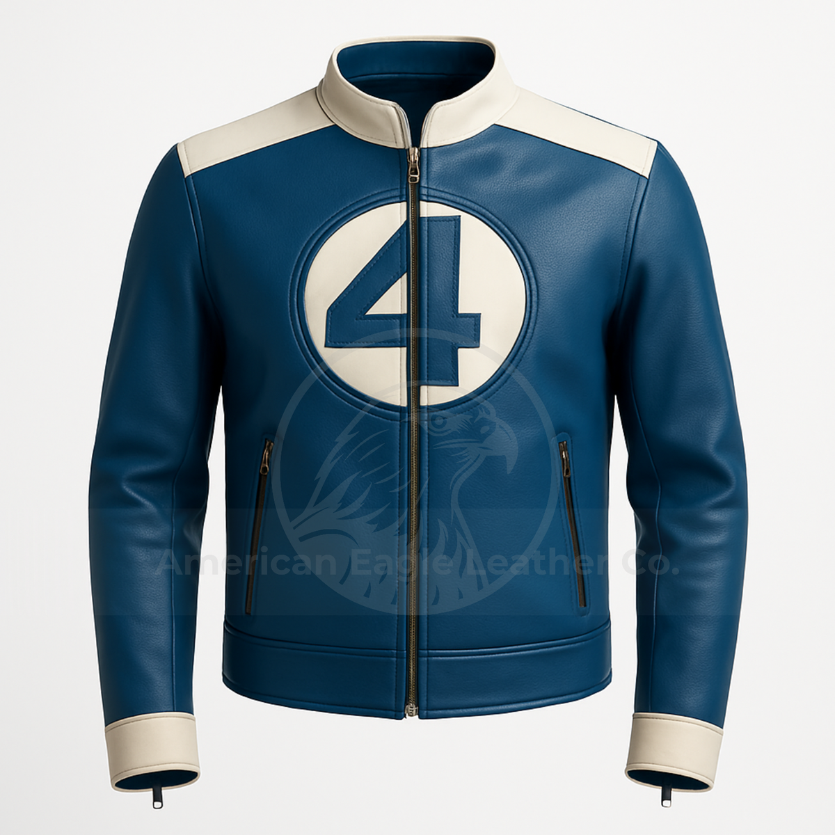 Men's Blue Fantastic Four Leather Jacket Costume Reed Richards