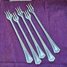 5 Chatham Silverplate Cocktail Seafood Fork 6" International Silver 1923 art dec