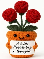 Christmas I Love You Gift for Her Wife Girlfriend Sentimental Crochet Rose Roman