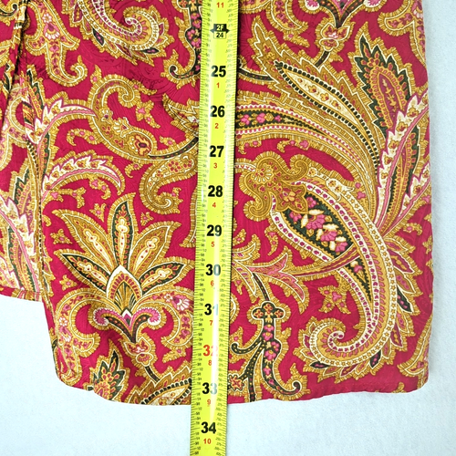 Vtg Victoria's Secret Red Paisley 100% Silk Sleepshirt Buttondown | Gold Label - Picture 6 of 7