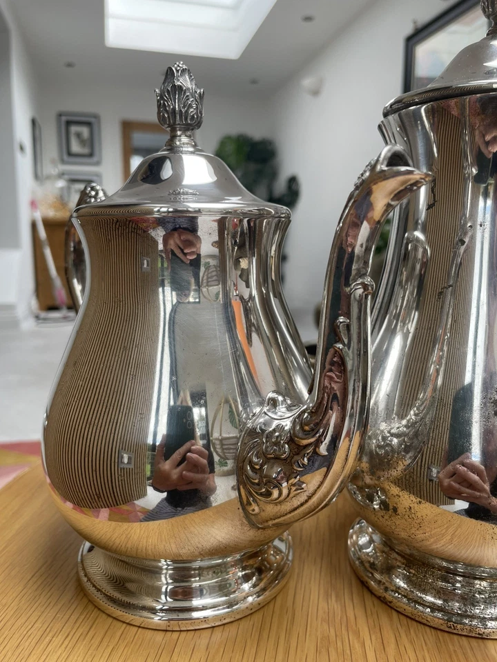 Juego de café y té vintage plateado con jarra de azúcar y leche Foto 3 de 4