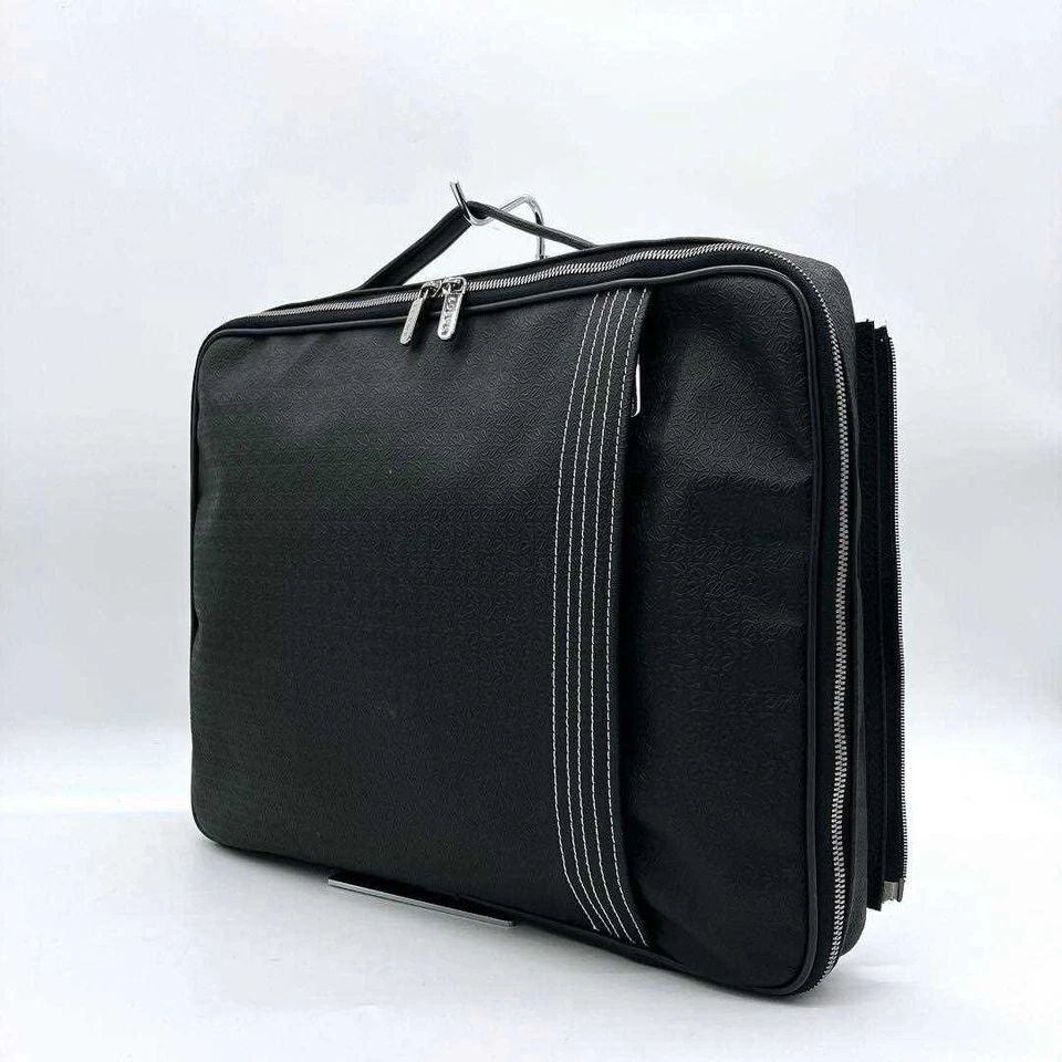 【LOEWE】Briefcase Repeat Anagram PVC Black Women's Pre-Owned From Japan - Image 2 of 4