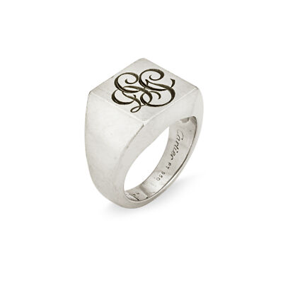 Cartier Signet Ring Initial Vintage Platinum Sz 6.75 Square Heavy