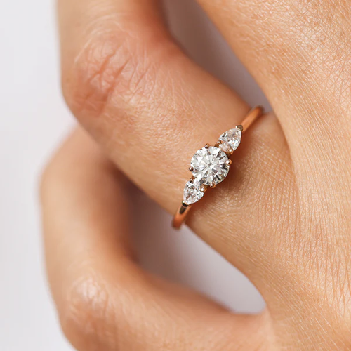Bridal Set Moissanite Engagement Ring Solid 14K Rose Gold 1.60 CT Round Cut - Picture 4 of 10