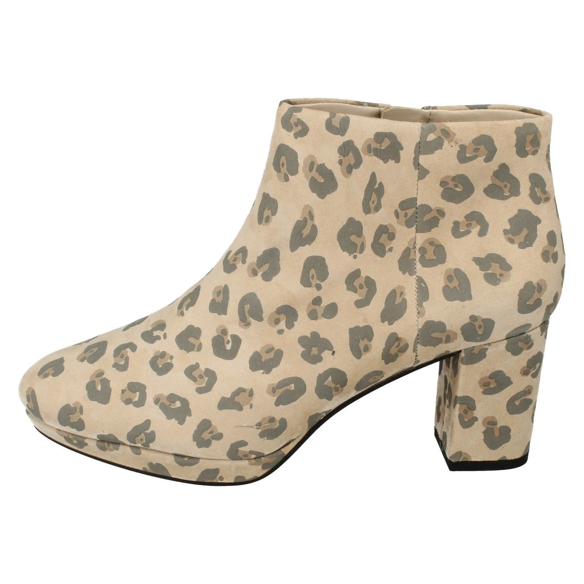 Clarks Ladies Smart Ankle Boots Kelda Nights Leopard Print UK 3