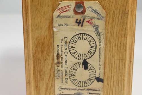 Vintage Post Office Box Bank #41 with Combination Corbin Cabinet Lock Wood - Picture 7 of 8