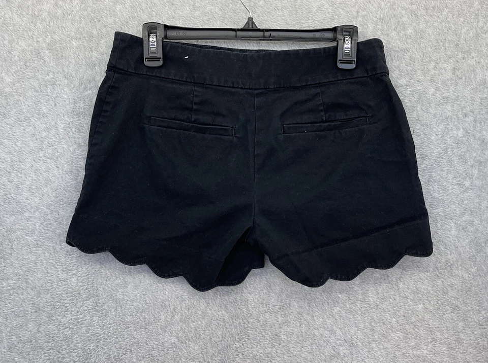 Dobladillo corto festoneado para mujer LOFT by Ann Taylor Riviera talla 0 bolsillo negro liso Foto 2 de 4