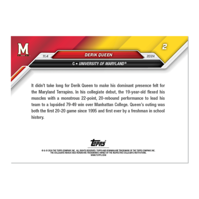 Derik Queen Maryland Terrapins 2024-25 Bowman U NOW Basketball