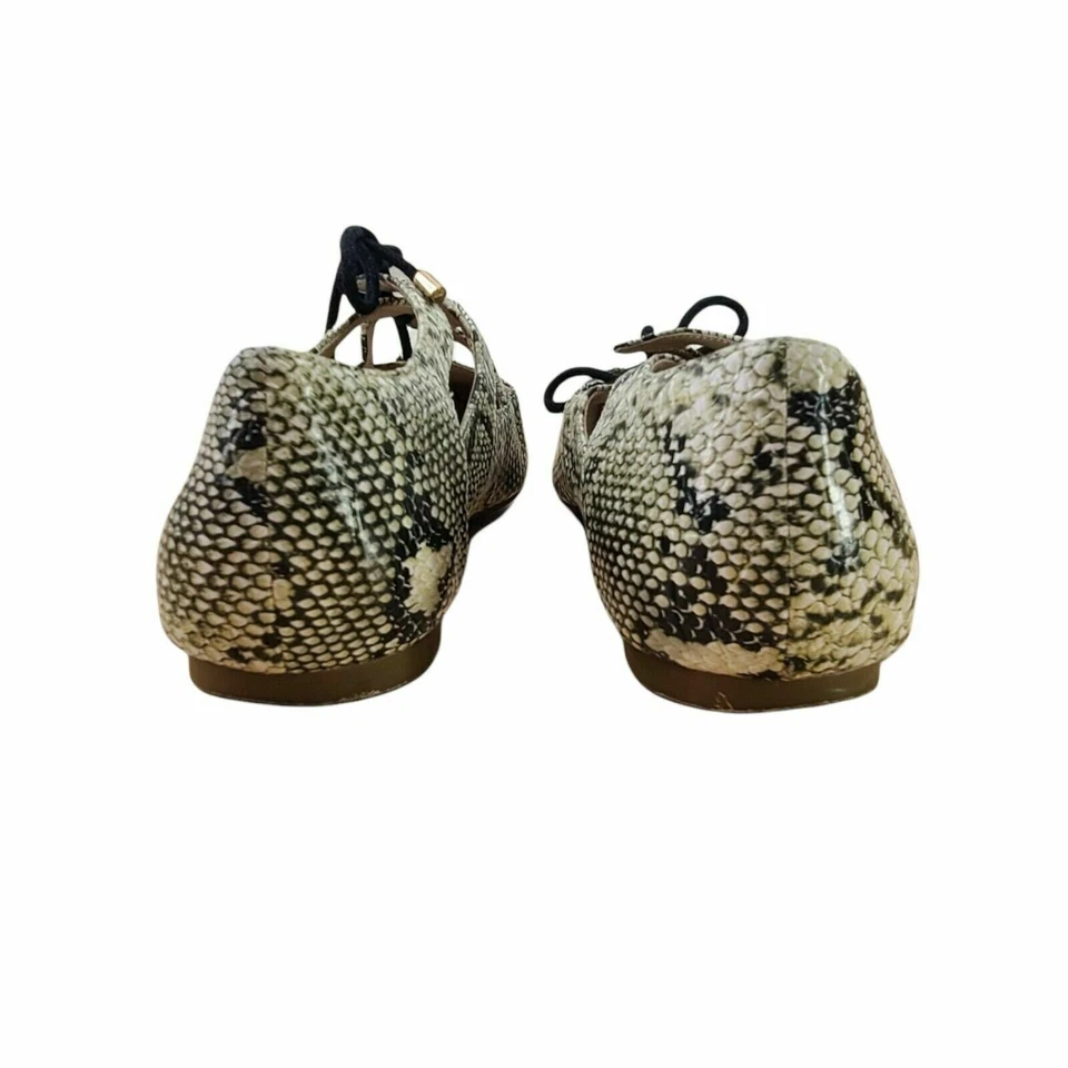 TOPSHOP Womens Faux Snakeskin Leather Lace up Pointed Toe Flats Size 7.5 US - Image 4 of 4