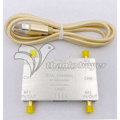 RF-8GHz-60DB Dual Channel Programmable Attenuator RF Attenuator + Type-C Cable #