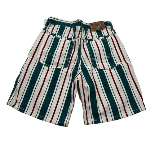 Vintage 90s Marithe Francois Girbaud Turquoise Red White Stripe Shorts Size 20 - Picture 4 of 12