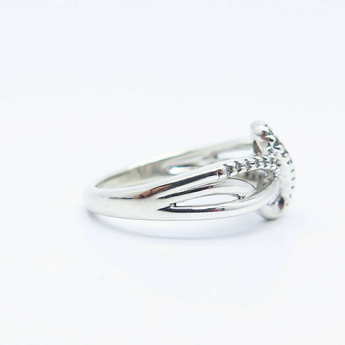 ◇TATIANA◇ (Silver 925) Twisted Donut Ring CR1835 White Cubic Zirconia Platinum Over Sterling Silver Ring 1.25