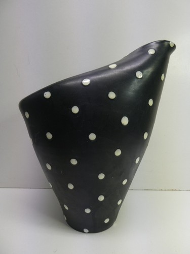 VINTAGE ITALIAN BITOSSI POTTERY MID CENTURY SPOTTED ORGANIC FOLDED VASE