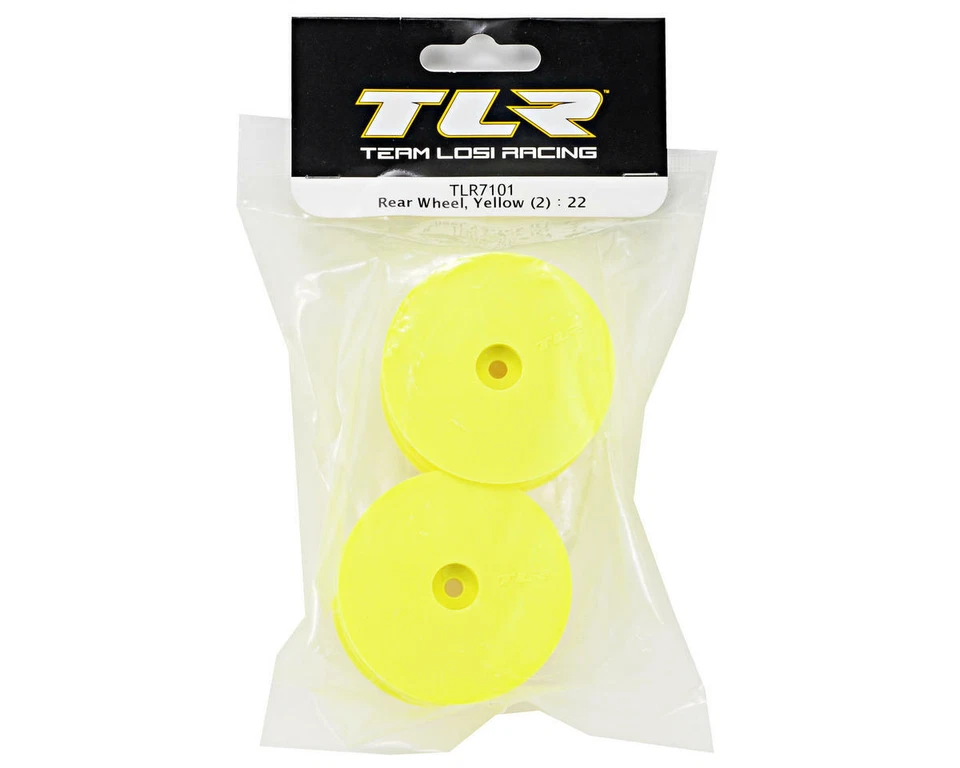 Team Losi Racing 12mm Hex 1/10 Rear Buggy Wheels (Yellow) (2) (22 3.0/22-4) - Image 2 of 2
