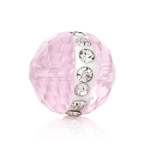 Sexy Sparkles 5 Pc Round Crystal Glass Spacer Beads Pink Faceted with Clear Rhin