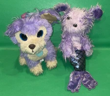 Lot Of 2 - Little Live Pets Scruff-a-Luvs Cutie Cuts Purple Dog Plush & Mermaid