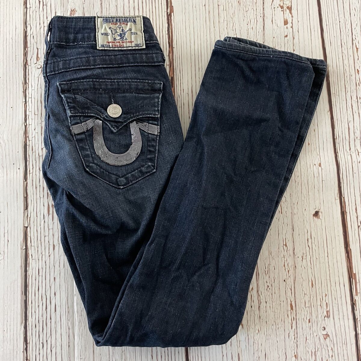 True Religion Flap Pocket Straight Dark Wash Denim Blue True Religion Flap Pocket Straight Dark Wash Denim Blue