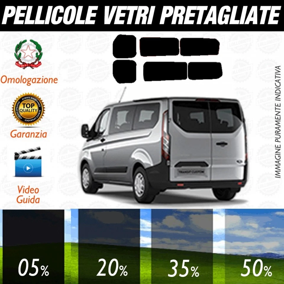 LOLLOMOTO Ford Transit Custom dal 2013 ad OGGI Pellicole Oscuramento Vetri Posteriori Auto