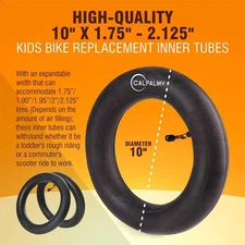 2 Pack 10” Inner Tubes 1.75–2.125 Bike Scooter Trike Butyl Rubber Heavy Duty