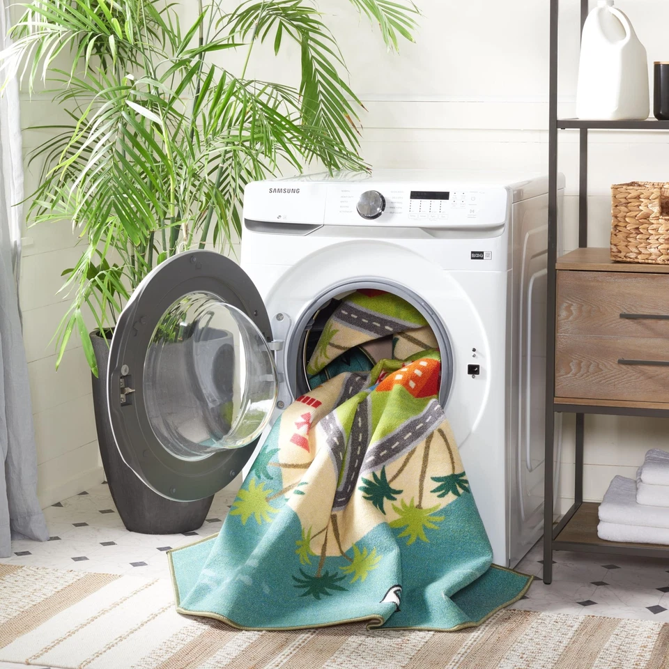 Alfombra Lavable Colección Casa de Juegos para Niños - 6'7" x 9', Azul y Verde, Resistente al Deslizamiento... Foto 2 de 4