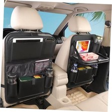Leather Car Backseat Organizer with Tablet Holder - 9 Large Storage 1 With Tray