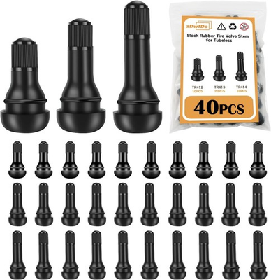 #ad 40PCS Tire Valve Stems Tubeless Valve Stem Rubber Snap Valve Stem Black Standard $20.99