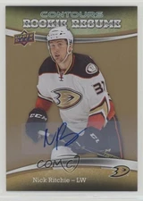 2015 Upper Deck Contours Rookie Resume Gold Rainbow Nick Ritchie #RR-22 Auto RC