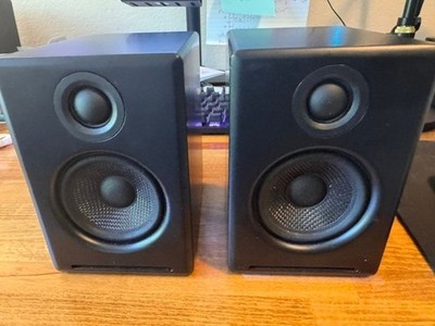 Audioengine A2+ Black Wired Desktop Speakers w/ Power Supply and Audio Cables