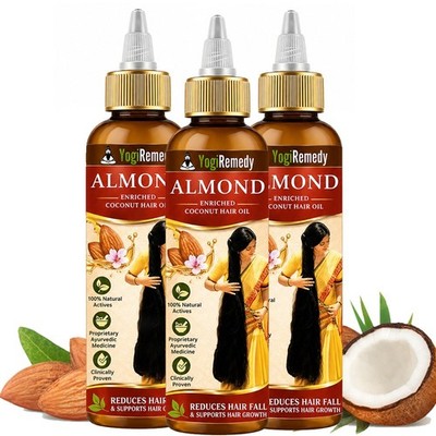 Almond Coconut Hair Oil with Vitamin E Control Hair Fall Non-Sticky - 100ml x 3
