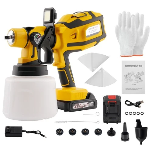 With 2 Batteries High Pressure Cordless Paint Sprayer Electric HVLP Spray Gun US