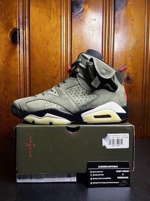 Jordan 6 Travis Scott Olive Green Cactus Jack  Size 9.5 Men (CN1084-200)  OG All
