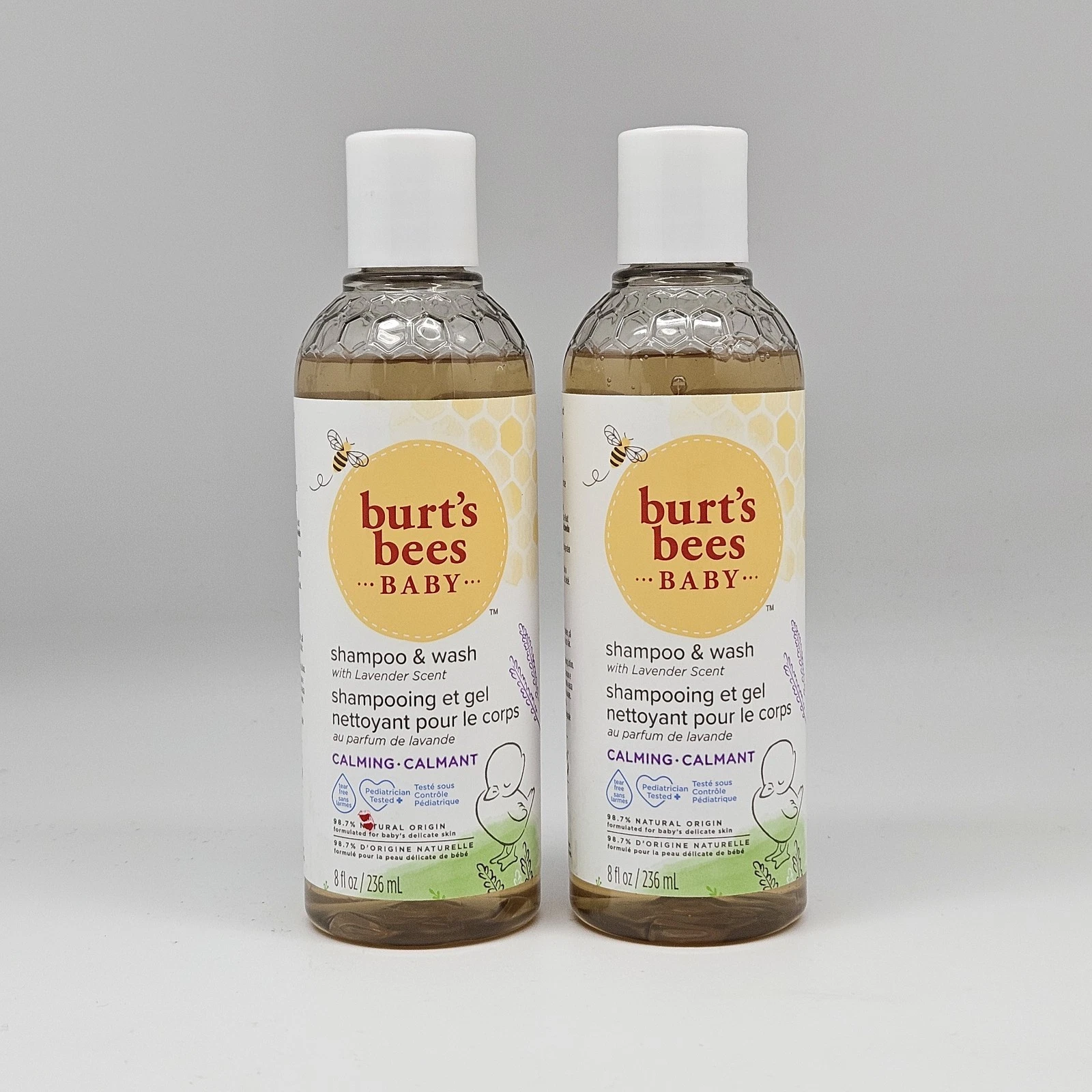 2 Pack Burt's Bees Baby Calming Shampoo & Wash with Lavender Tear Free 8 Oz Each