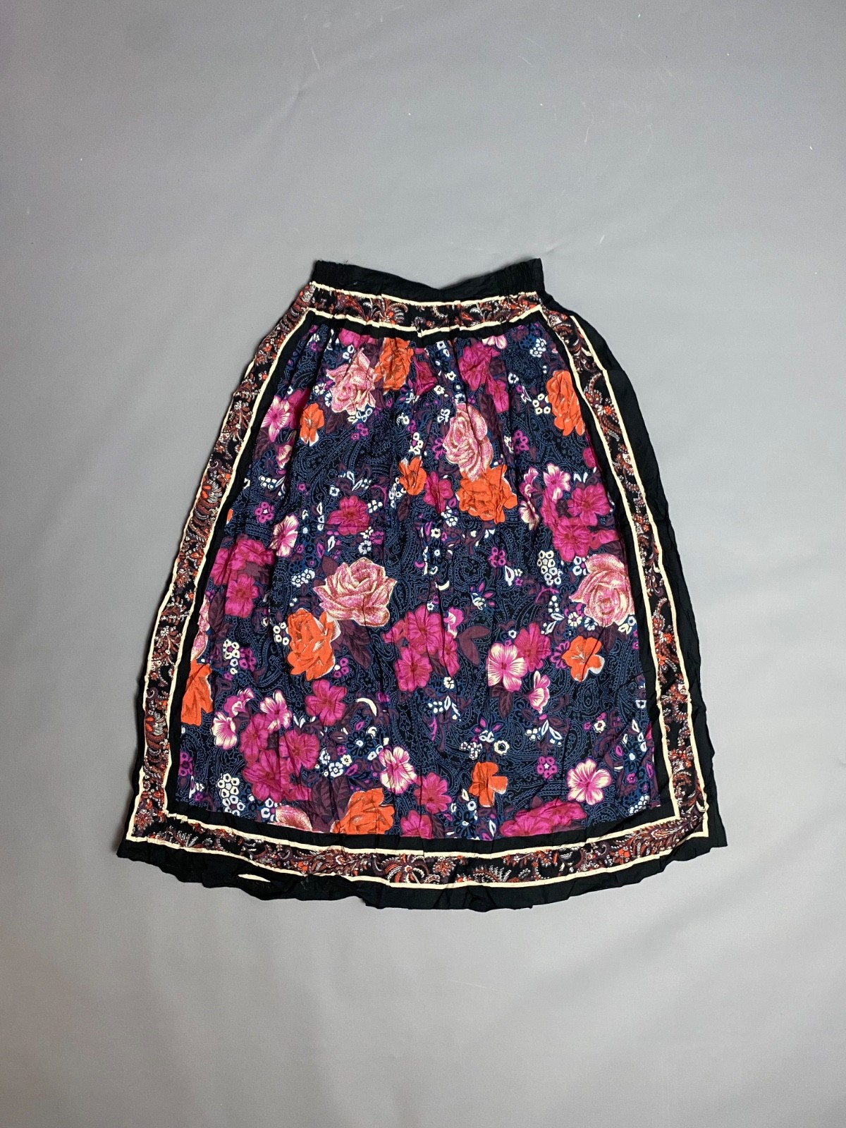 Vtg 70s Diane Von Furstenberg Womens Rayon Floral Pleated Skirt Sz S Made in Usa