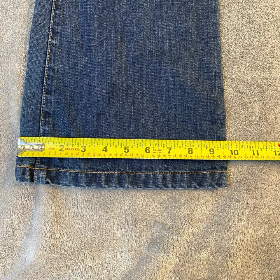 Pantalones de mezclilla vintage Tommy Hilfiger Y2K tiro bajo acampanados lavado oscuro talla 3 retro festival Foto 4 de 4