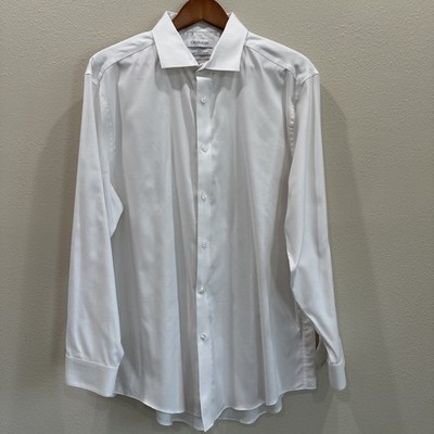 Calvin Klein Men s Slim Fit White Button Up Dress Shirt- 15