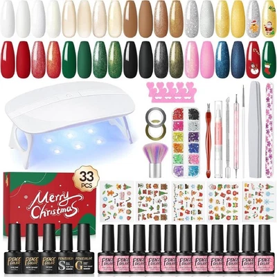 BRANDED Gel Nail Polish Kit with LED UV Nail Lamp Gel Nail Starter Kit Christmas Gifts