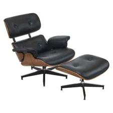 Eames Lounge Chair & Ottoman Set – Walnut - Mid-Century Modern Recliner Leather