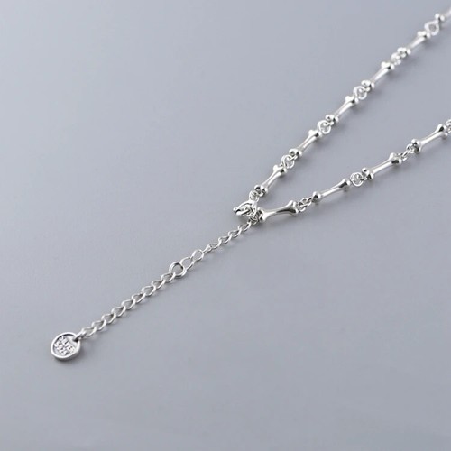 S925 Authentic Sterling Silver Skull&Bone Link Chain Punk Gothic Biker Necklace - Picture 5 of 15