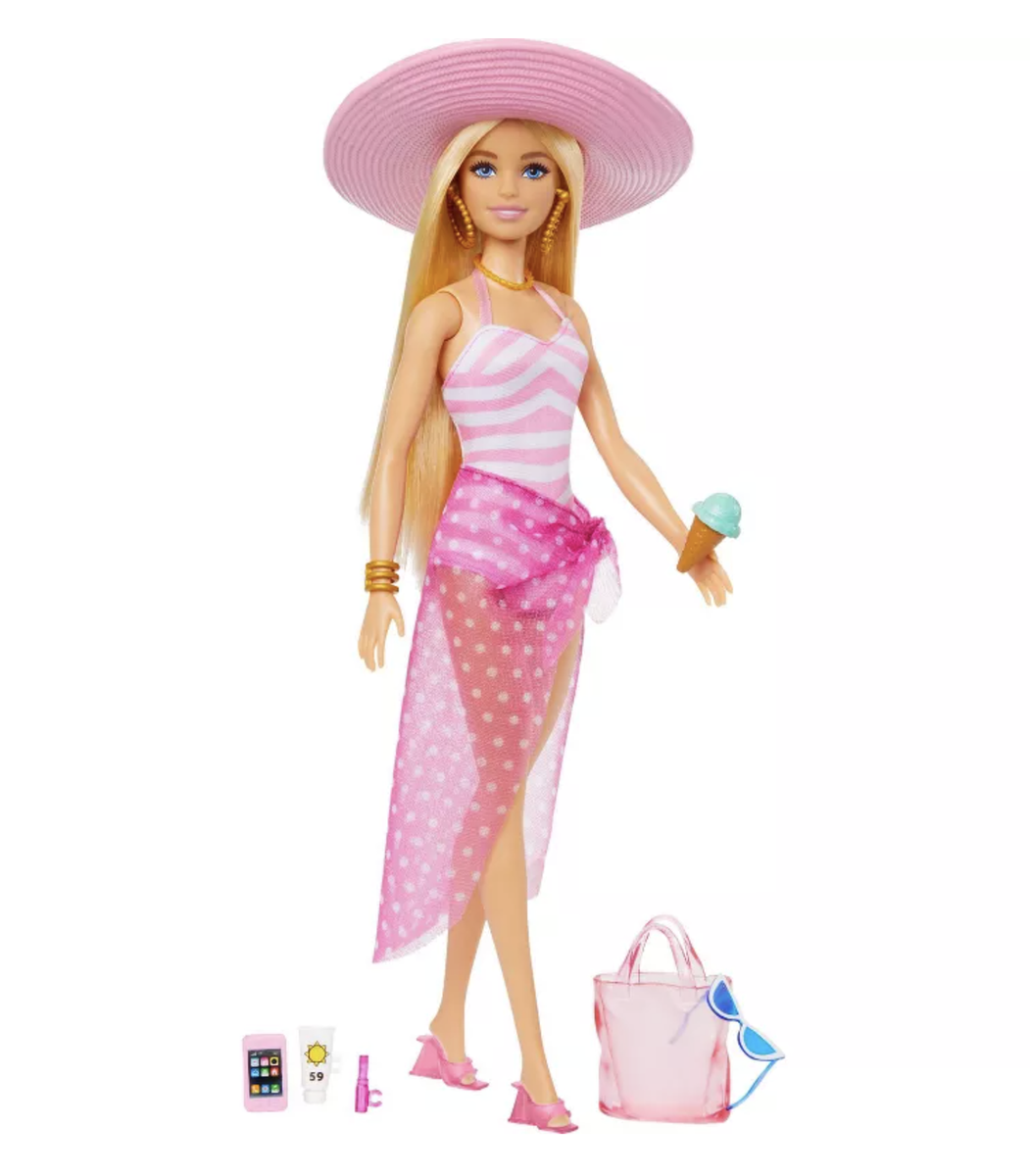 Mattel Barbie Doll with Swimsuit and Beach-Themed