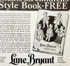 1929 Lane Bryant Children's Clothing Advertisement Antique Fashion Ephemera 