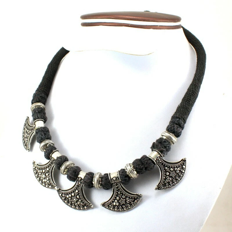 Collana con ciondolo ottone metallo argento placcato filo perline gioielli fa... - Immagine 4 di 4