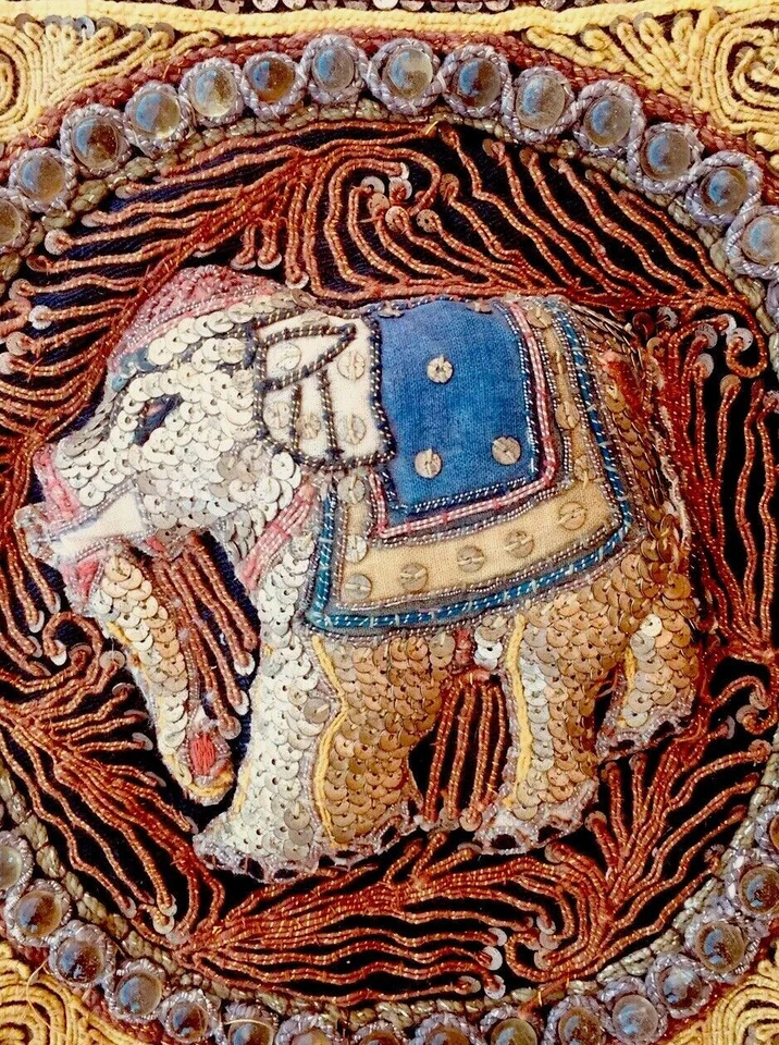 Antique, Hand Embroidered Elephant from India - Image 3 of 4