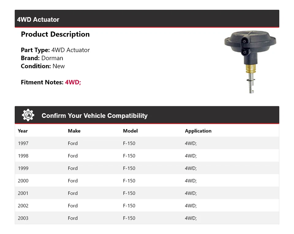 For 1997-2003 Ford F-150 4WD Dorman 4WD Actuator 1998 1999 2000 2001 2002 - Image 2 of 4