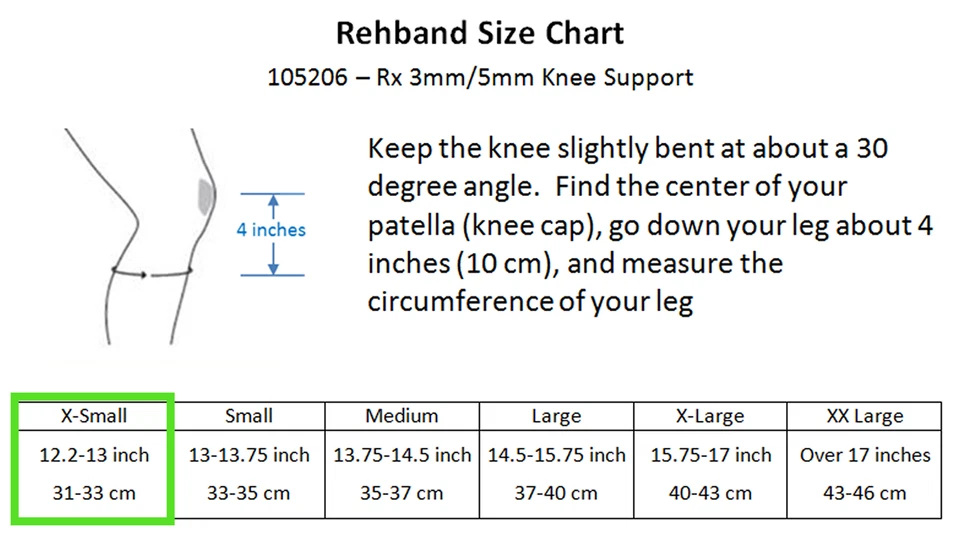 Rehband Rx Knee Support, 3mm/5mm (Black, XS M XL) 105206 Neoprene Sport Brace - Image 2 of 4