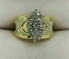 2CT Round Cut Lab-Created Diamond Engagement Cluster Ring 14K Yellow Gold Plated