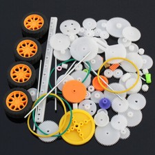 82Pcs Plastic Gear Gearbox Motor Wheel Car Robot Belt Toy Parts UK