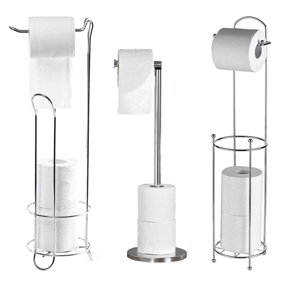 Free Standing Toilet Roll Holder With Base and Shelf 